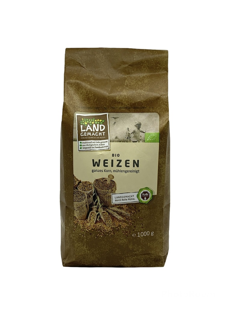 Weizen Bio ganze Körner 1kg (Rolle Mühle)