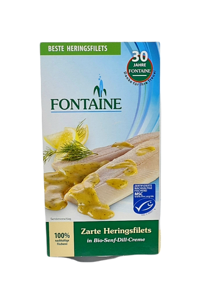 Heringsfilets in Bio-Senf-Dill-Creme 200g