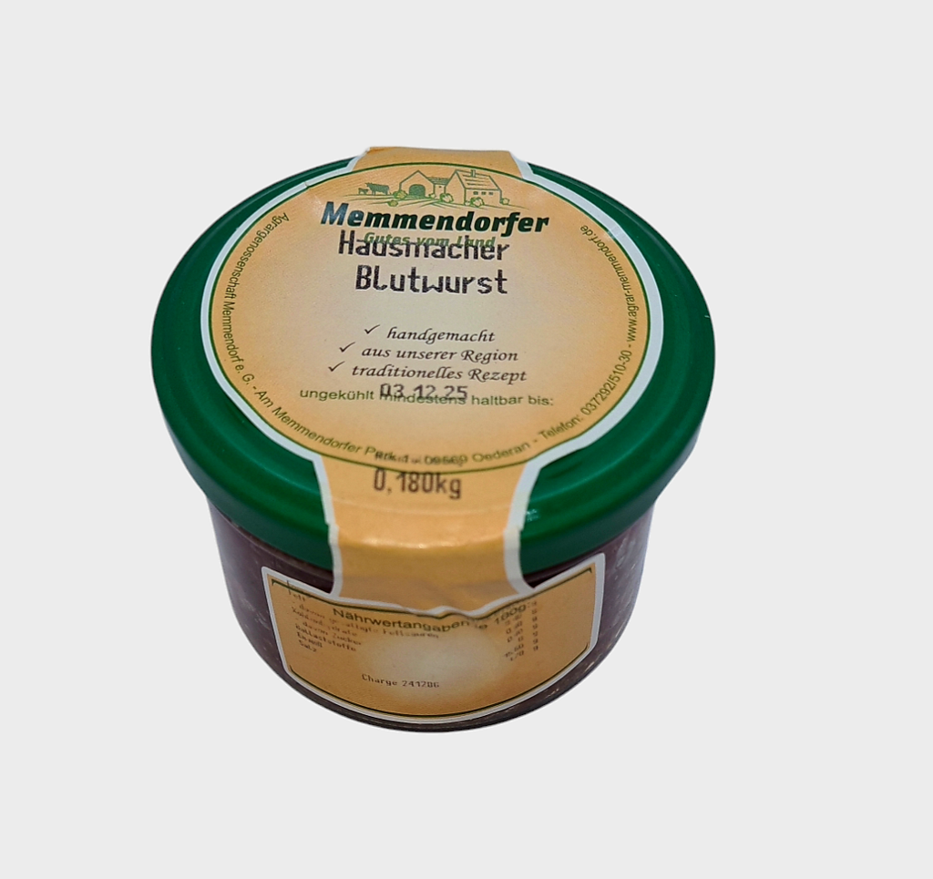 Hausmacher Blutwurst im Glas 180g Memmendorf  