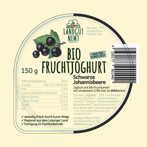 [113085] Bio-Fruchtjoghurt schwarze Johannisbeere 150g