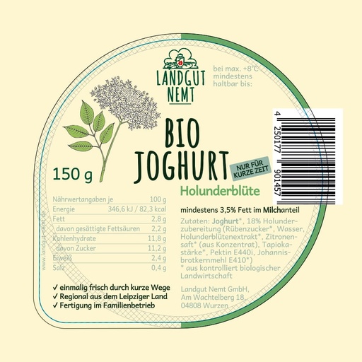 [113083] Bio-Fruchtjoghurt der Saison 150g (derzeit: Holunderblüte)