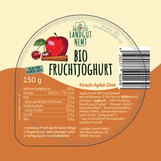 [113083] Bio-Fruchtjoghurt der Saison 150g (derzeit: Kirsch-Apfel-Zimt)